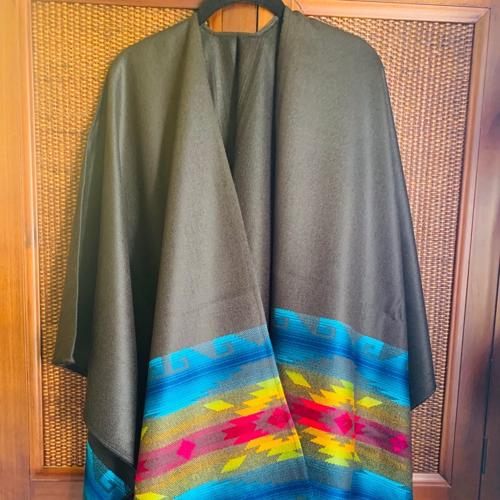 Poncho Mexican Zarape Gabán Charro Jorongo Cape
